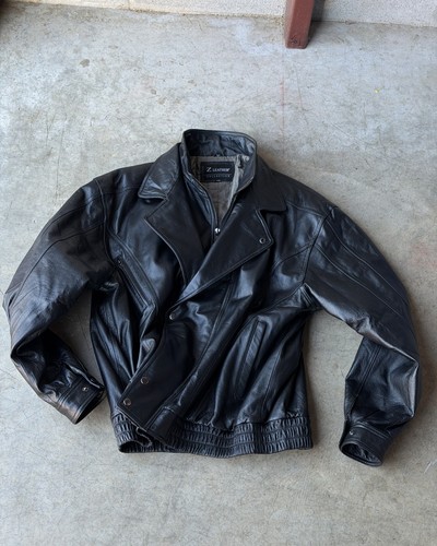 Leather moto bomber jacket - moto,